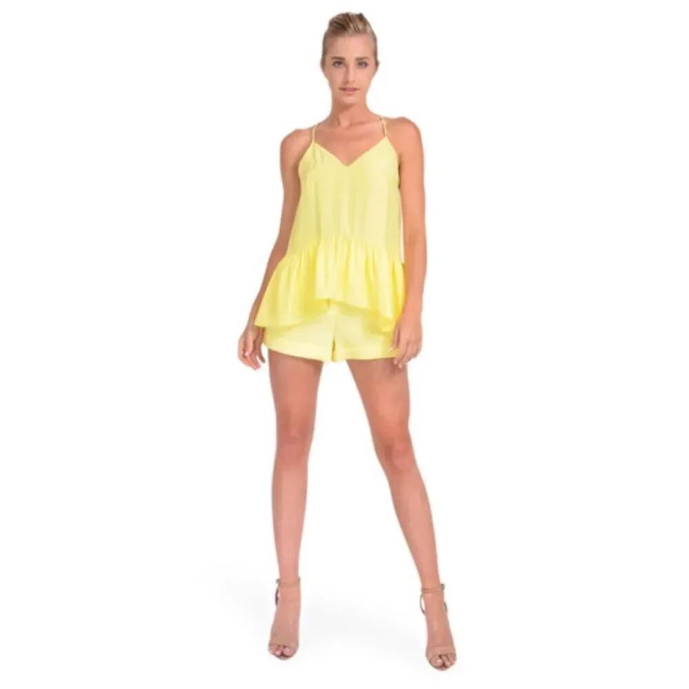 $169 CINQ À SEPT Janet Ruffle Hem Top Cami NWT SMALL